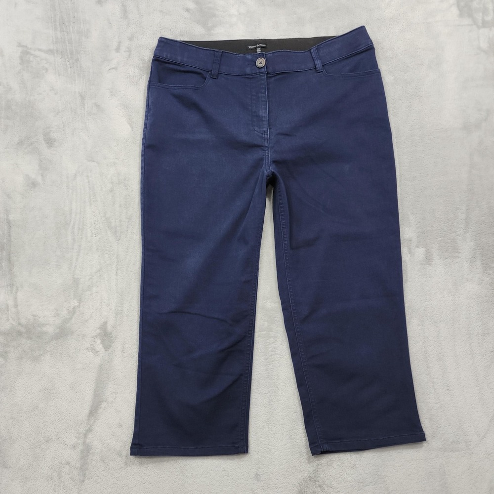Violets & Roses Pants Womens 12/31 Blue Twill Capri Crop Stretch Chino Casual